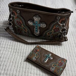 Montana West Embellished Bag and Wallet Set